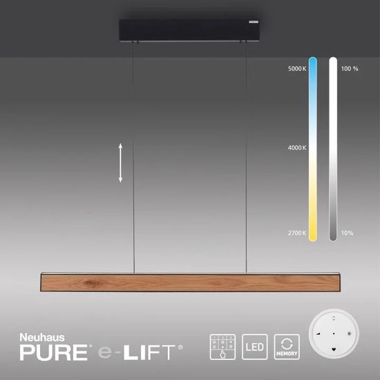 Neuhaus PURE - Lampe à suspension e-Lift L 120 cm bois noir