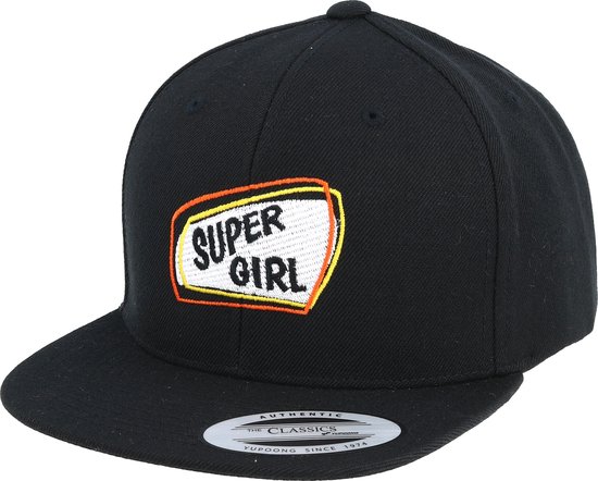 Hatstore- Kids Supergirl Black Snapback - Kiddo Cap Cap