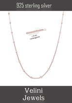 Velini jewels-SPROLOR925-925 Zilver Rose Ketting- 40cm