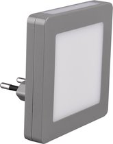 Stekkerlamp - Stekkerspot met Dag en Nacht Sensor Incl. Schakelaar - Trion Hiko - 0.3W - Warm Wit 3000K - Vierkant - Mat Grijs - Kunststof - BSE