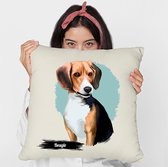 Sierkussen - Beagle - Wit - 4500 Cm X 45 Cm
