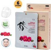 MITOMO Camellia Gezichtsmasker - Face Mask Beauty - Valentijn Cadeautje voor Haar - Masker Gezichtsverzorging - Skincare Rituals - Huidverzorging Vrouwen - 6 Stuks
