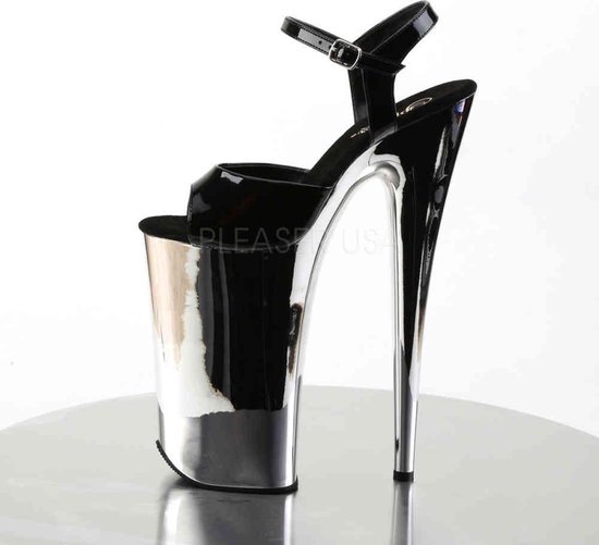 Pleaser Sandal avec bride à la cheville -40 Chaussures- BEYOND-009 US 10 Noir / Argenté