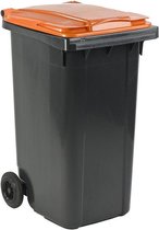 Afvalcontainer 240 liter grijs met oranje deksel
