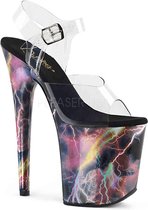 Pleaser Sandaal met enkelband, Paaldans schoenen -36 Shoes- FLAMINGO-808STORM Paaldans schoenen Multicolours/Transparant