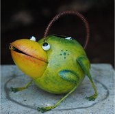 Tuinbeeld - Groene gezellige kikker gieter - 24 cm hoog