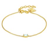 Twice As Nice Armband in verguld zilver, baguette zirkonia, aquamarijn kleur  16 cm+3 cm