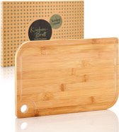 Bambuswald© Snijplank van 100% bamboe in 4 maten - Houten plank voor kaas, brood, groenten of vlees - 33x23x1,5cm