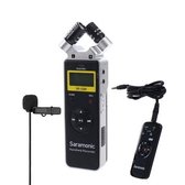 Saramonic SR-Q2M metalen stereo audio recorder, ingebouwde microfoons met losse lavalier microfoon en afstandbediening