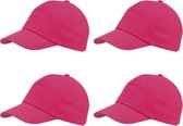 Roze baseballcap 5-panel voor volwassenen met klittenbandsluiting 4 stuks
