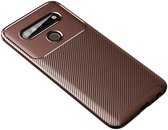 Drop Resistant Carbon Fiber TPU Shell Case for LG K61 - Brown