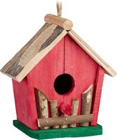 Relaxdays vogelhuisje decoratie - hout - vogelhuis - houten huisje - hangend - klein
