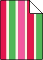Proefstaal ESTAhome behangpapier strepen rood en groen - 116516 - 26,5 x 21 cm