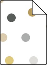 Proefstaal ESTAhome behang stippen goud, grijs en zwart - 139042 - 26,5 x 21 cm