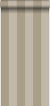 Origin behang strepen taupe en glanzend brons - 345726 - 53 cm x 10,05 m