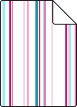 Proefstaal ESTAhome behangpapier strepen roze en turquoise - 115725 - 26,5 x 21 cm