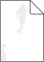 Proefstaal ESTAhome behangpapier voetbalspelers zilver op wit - 128802 - 26,5 x 21 cm