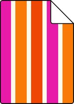 Proefstaal ESTAhome behangpapier strepen oranje en roze - 116515 - 26,5 x 21 cm