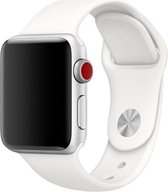 Geschikt voor Apple Watch 44MM / 42MM Bandje Siliconen met Drukknoop Sluiting Wit