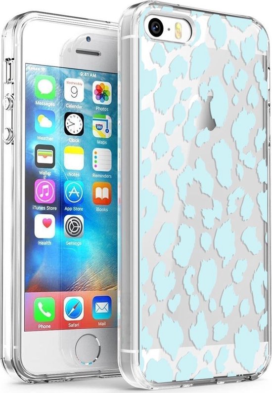 bol.com | iMoshion Design voor de iPhone 5 / 5s / SE hoesje - Luipaard -  Blauw