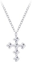 Silver Cross Crystal Necklace - Crystal