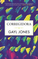 Boekomslag van Corregidora van Gayl Jones, met abstracte, penseelachtige streken in groen, geel en paars op een paarse achtergrond.