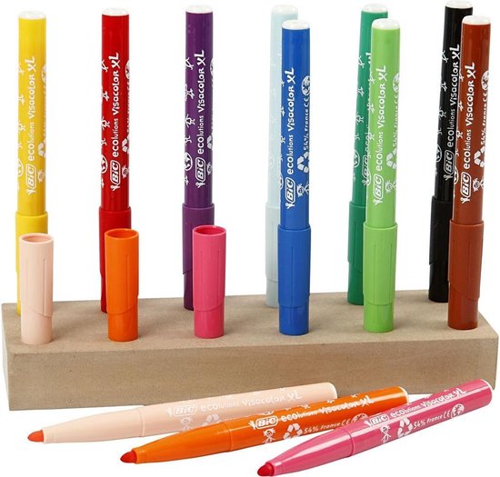 BIC Kids Visacolor XL Ecolutions, Doos met 12 Zwarte Kleurpennen