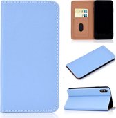 Voor iPhone X / XS effen kleur mat magnetische horizontale flip lederen tas met kaartsleuven en houder (blauw)