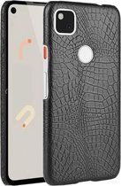 Let op type!! Voor Google Pixel 4a Schokbestendige Crocodile Texture PC + PU Case(Zwart)