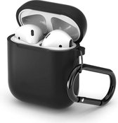 Let op type!! Split dikke silicone oortelefoon beschermhoes voor Apple AirPods  met haak (zwart)