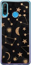 Huawei P30 Lite hoesje siliconen - Counting the stars | Huawei P30 Lite case | zwart | TPU backcover transparant