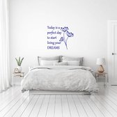 Muursticker Today Is A Perfect Day - Donkerblauw - 100 x 90 cm - slaapkamer alle