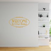 Muursticker Welcome To Our Home -  Goud -  80 x 43 cm  -  woonkamer  engelse teksten  alle - Muursticker4Sale