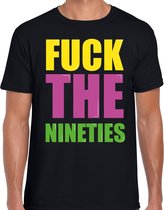 Fuck the nineties fun t-shirt met gekleurde letters - zwart -  heren - Fun shirt / kado t-shirt /  themafeest / 90s party S