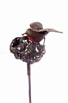 METAL BIRDS FAMILY NEST ON STICK