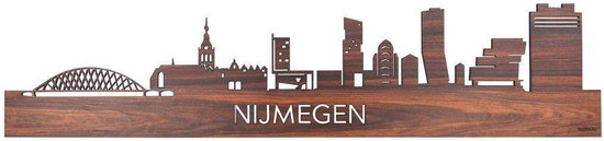 Skyline Nijmegen Palissander hout - 80 cm - Woondecoratie - Wanddecoratie - Meer steden beschikbaar - Woonkamer idee - City Art - Steden kunst - Cadeau voor hem - Cadeau voor haar - Jubileum - Trouwerij - WoodWideCities