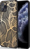 iPhone 11 Pro Hoesje Siliconen - iMoshion Design hoesje - Goud / Zwart / Golden Leaves