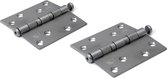 6x stuks kogellagerscharnier / deurscharnieren RVS met rechte hoeken 8,9 x 8,9 x 2,4 cm - deurmontage / monteren van zware deuren - bouwscharnier / scharnieren