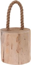1x Deurstopper teak met draagtouw 19 cm - Huishouden - Woonaccessoires/benodigdheden - Deurstoppers/raamstoppers van hout