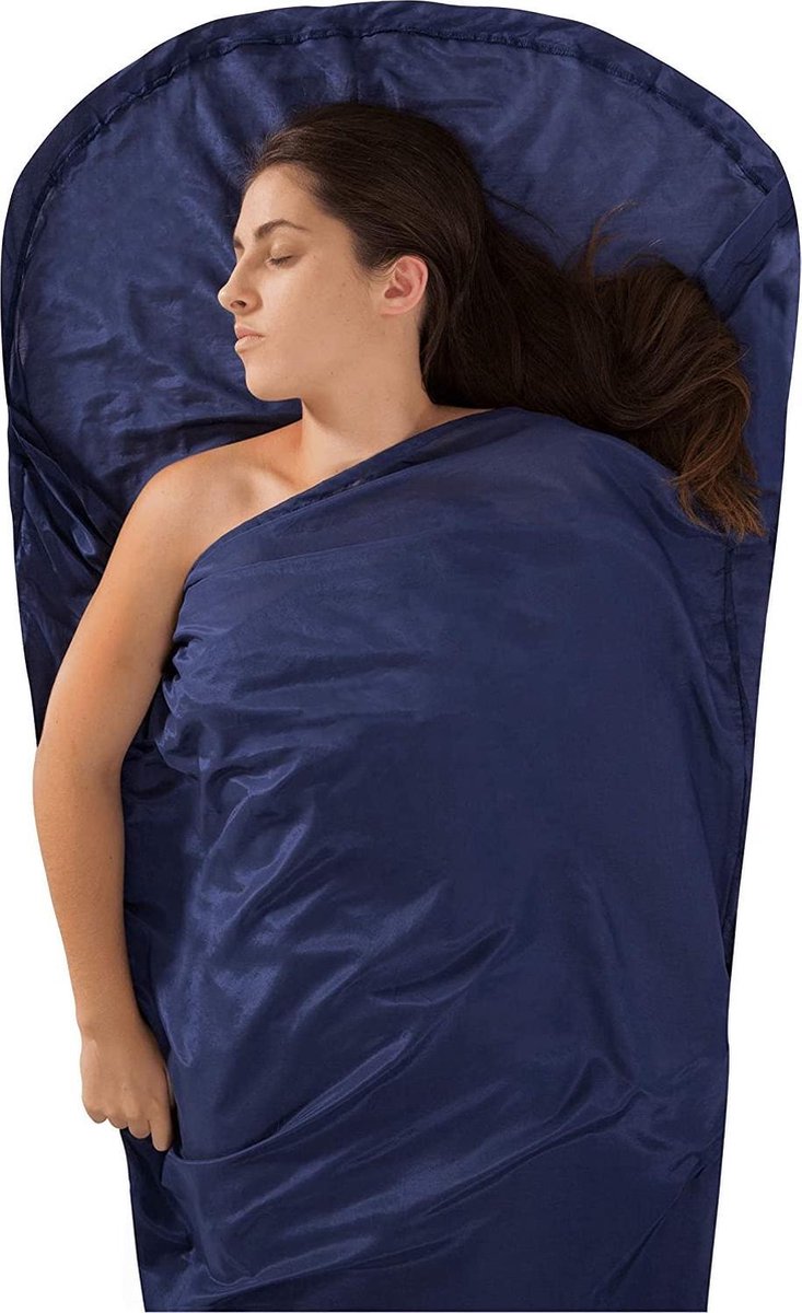 Sea to Summit Silk Cotton Liner Hood Lakenzak - Katoen - Blauw - Mummy met kussenhoes