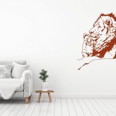 Muursticker Leeuw Met Welp -  Bruin -  54 x 80 cm  -  slaapkamer  woonkamer  dieren - Muursticker4Sale