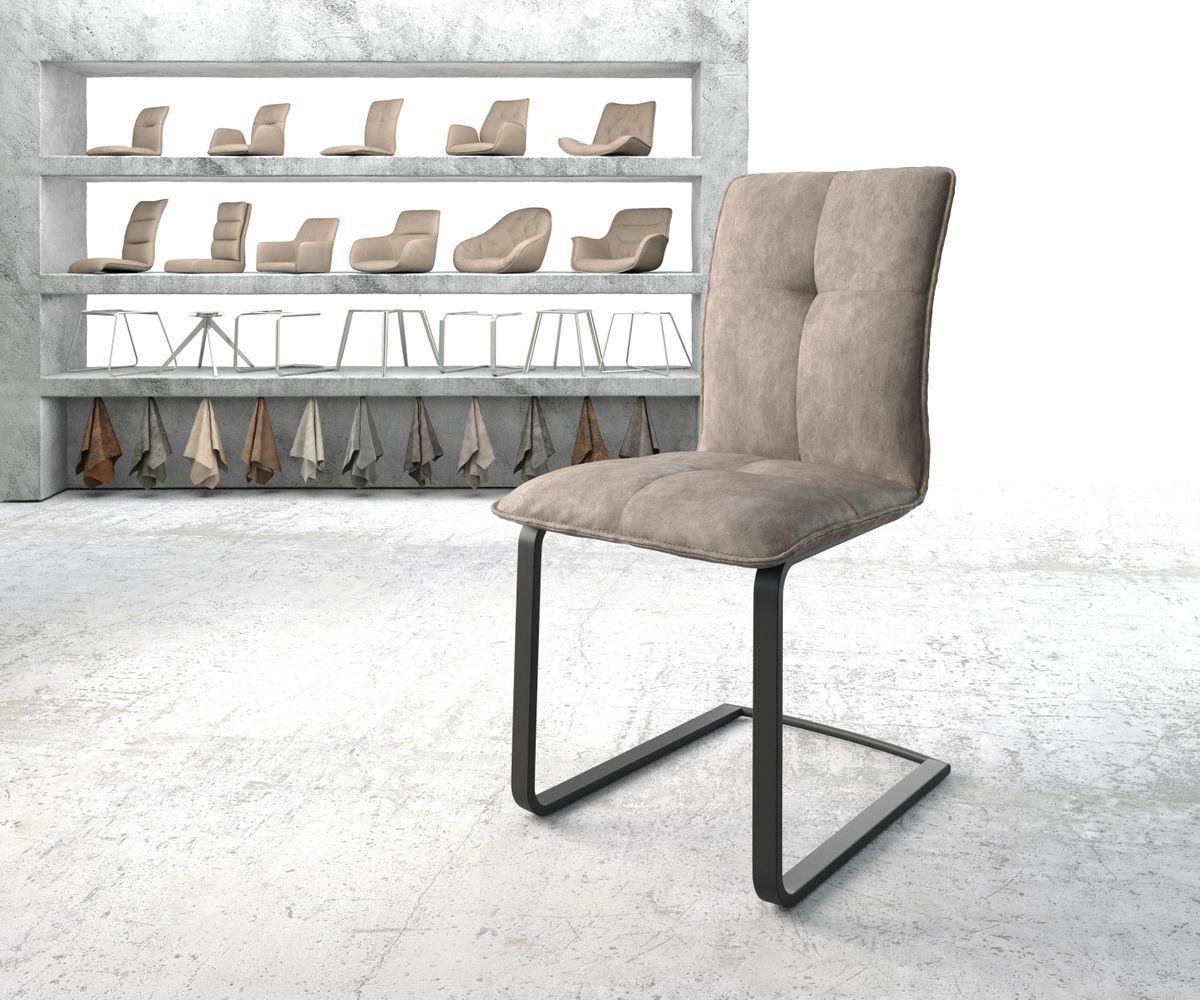 Sledestoel Maddy-Flex sledemodel vlak zwart microvelours taupe vintage