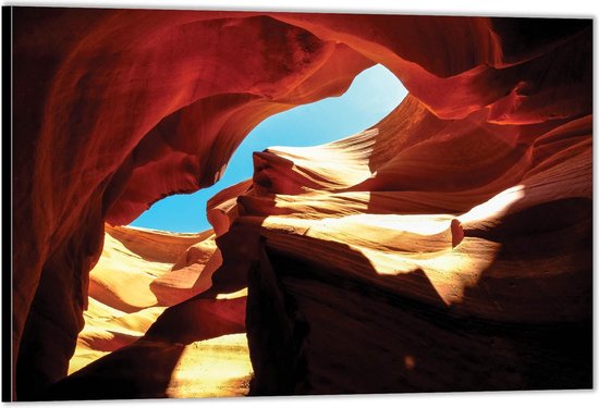 Dibond –Antelope Canyon – 90x60 Foto op Aluminium (Met Ophangsysteem)