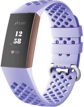 Siliconen Smartwatch bandje - Geschikt voor  Fitbit Charge 4 siliconen bandje met gaatjes - lila - Maat: L - Horlogeband / Polsband / Armband