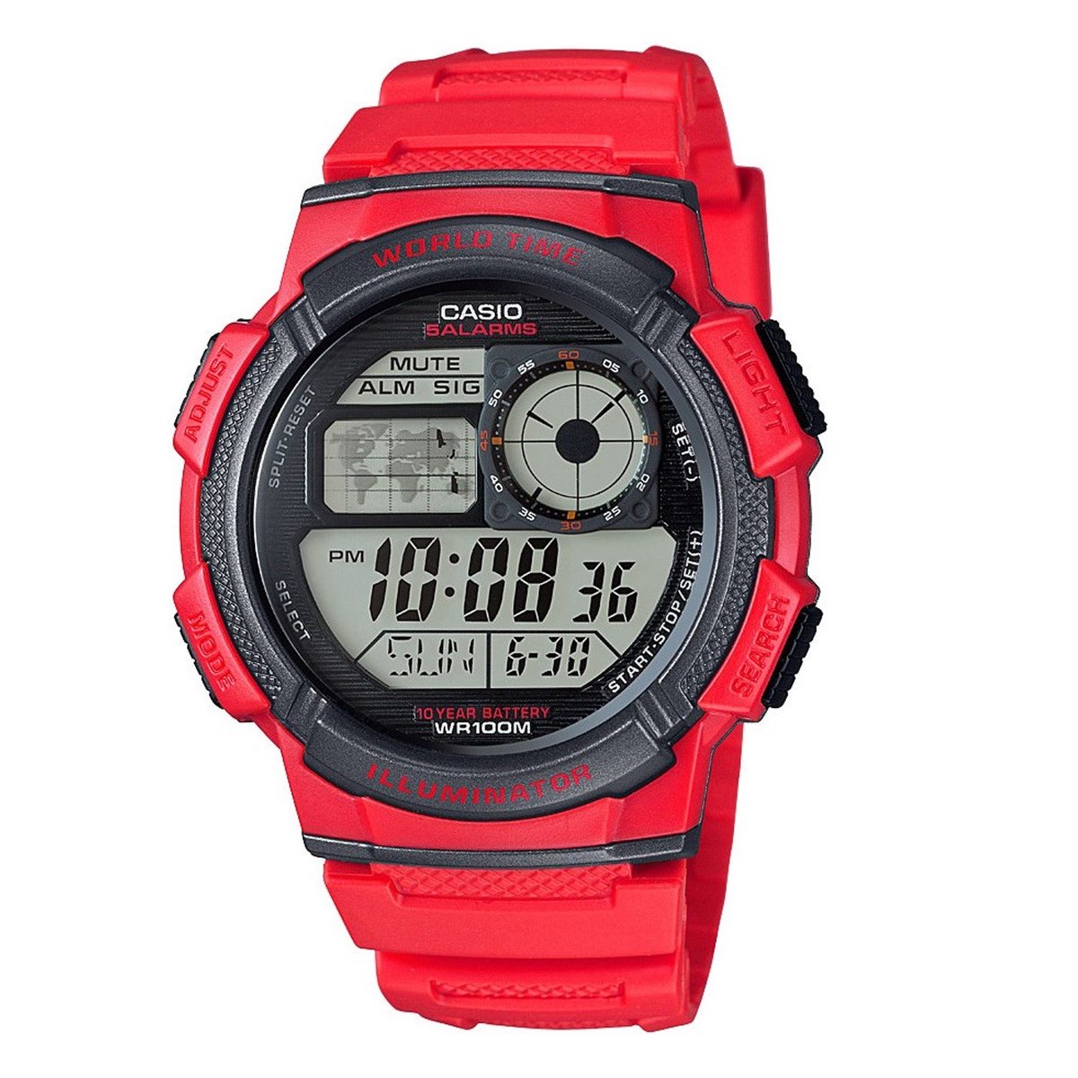 Casio AE-1000W-4AVEF - Horloge - Kunststof - Rood - Ã˜ 43.7 mm