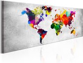 Schilderijen Op Canvas - Schilderij - World Map: Coloured Revolution 135x45 - Artgeist Schilderij
