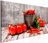 Schilderijen Op Canvas - Schilderij - Red Vegetables (1 Part) Concrete Narrow 150x50 - Artgeist Schilderij