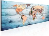 Schilderijen Op Canvas - Schilderij - World Maps: Sapphire Travels 135x45 - Artgeist Schilderij