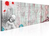 Schilderijen Op Canvas - Schilderij - Home: House + Love 120x40 - Artgeist Schilderij
