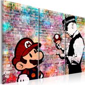 Schilderijen Op Canvas - Schilderij - Rainbow Brick (Banksy) 90x60 - Artgeist Schilderij